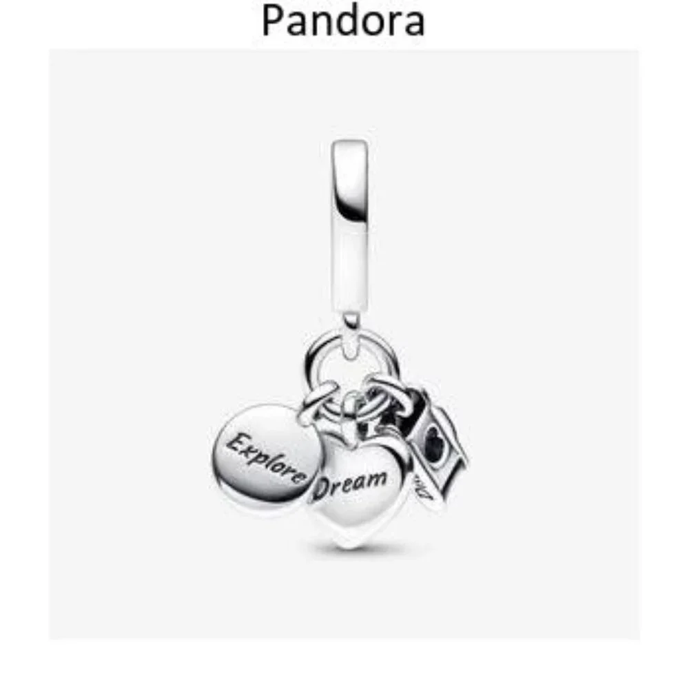 Pandora Camera, Heart & Compass Triple Dangle Charm